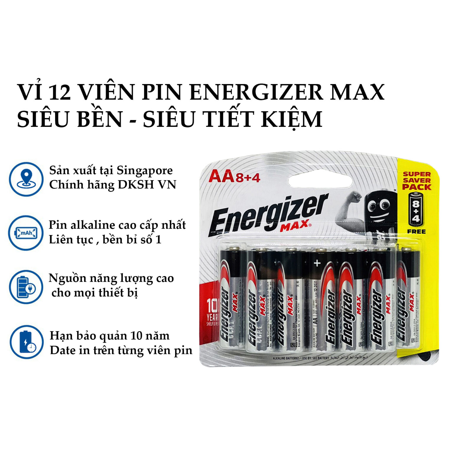 Pin Aa Energizer Max E91 Vỉ 12 Viên Siêu Rẻ Chính Hãng Nhà Phân Phối